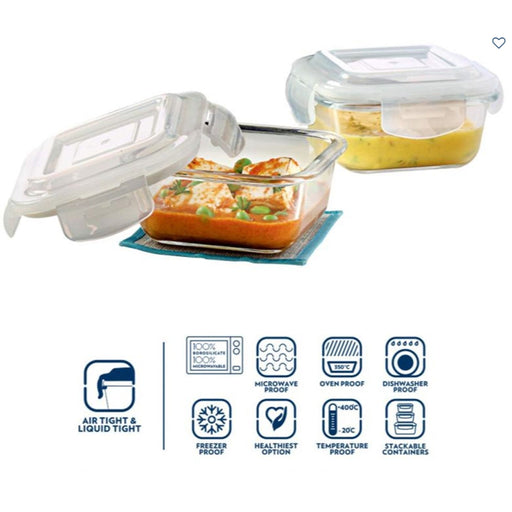 2 Square Microwavable Glass Lunch Box (Classic) - ICYTSQ2320VEC
