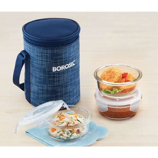 3 Round Microwavable Glass Lunch Box (D'sign) - ICYS3IND400