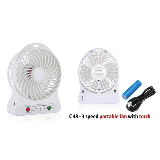 3 Speed Portable Fan With Torch - C 48