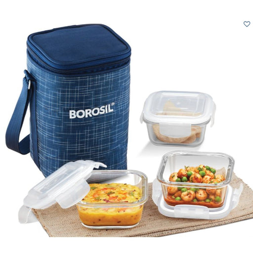 3 Square Microwavable Glass Lunch Box (D'sign) - ICYS3IND320