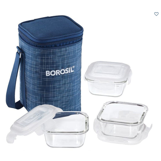3 Square Microwavable Glass Lunch Box (D'sign) - ICYS3IND320