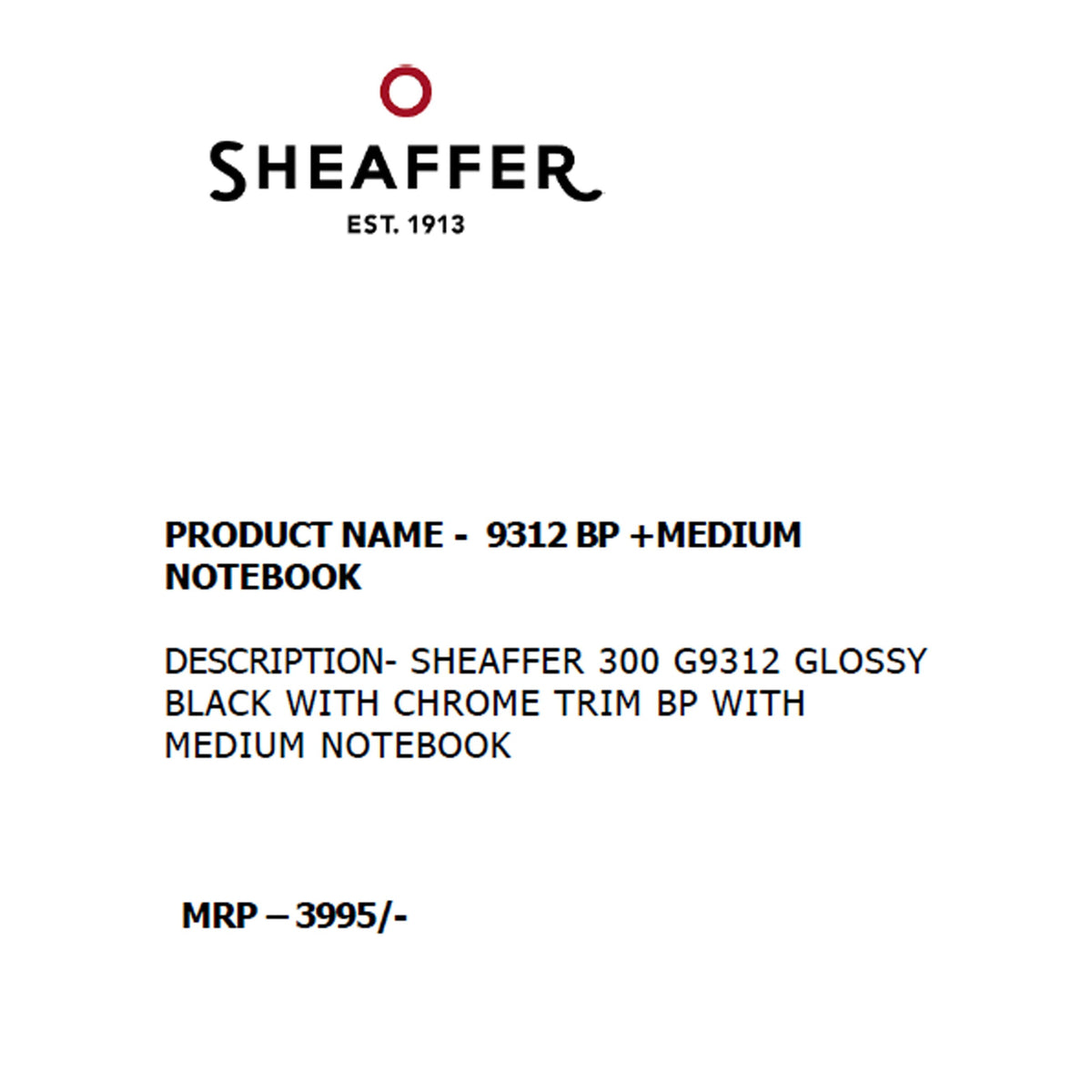 Sheaffer - 9312 Ball Pen + Medium Notebook