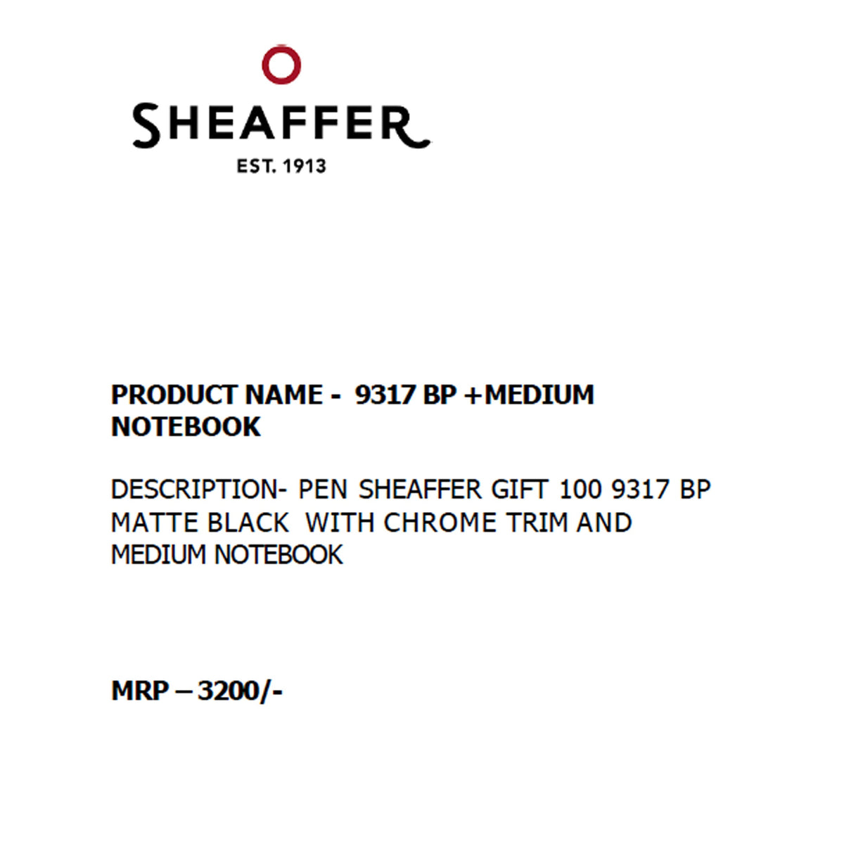 Sheaffer - 9317 Ball Pen + Medium Notebook