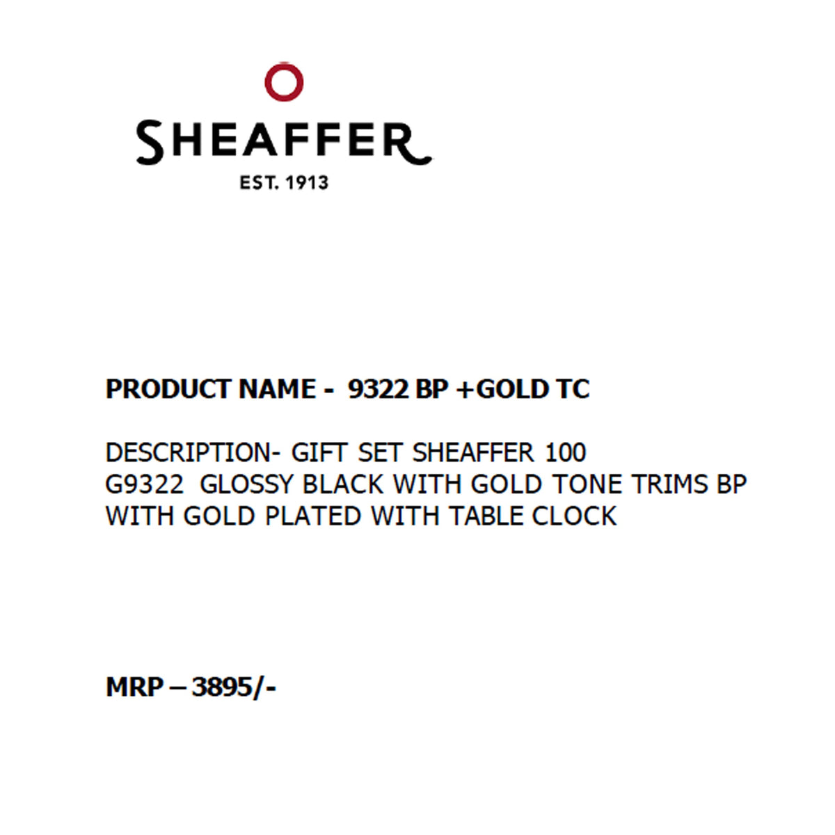 Sheaffer - 9322 Ball Pen + Gold TC