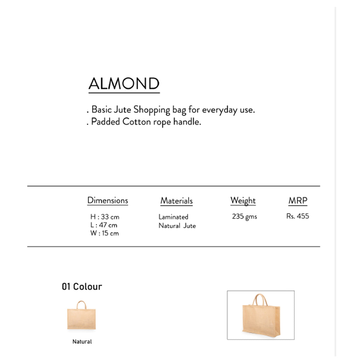 Oblique - Almond Jute Shopping Bag