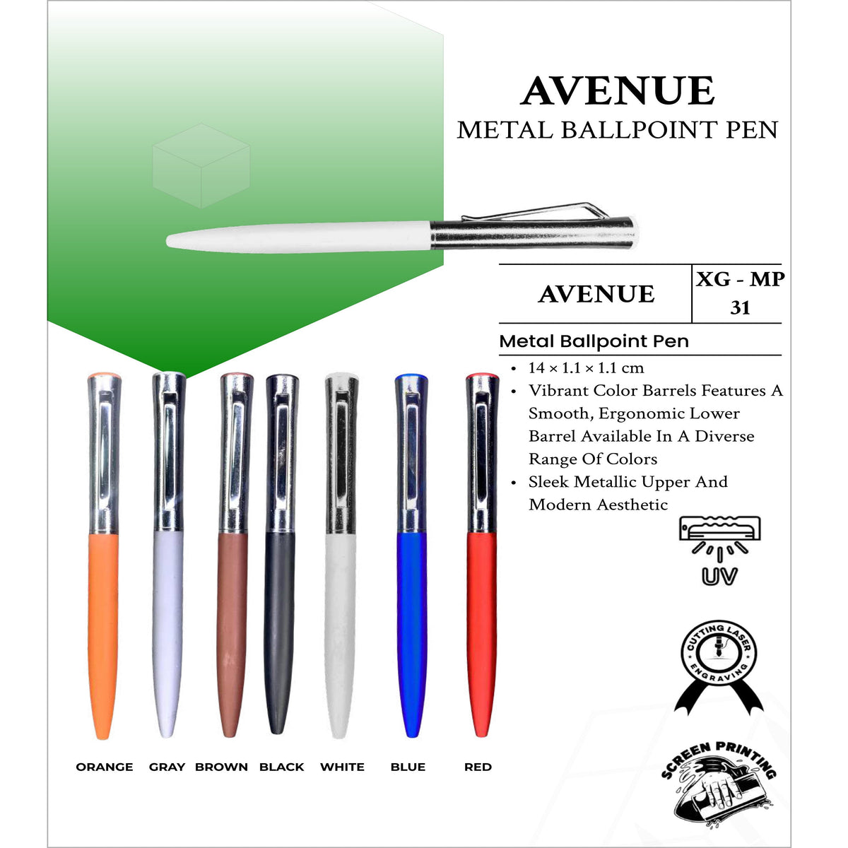 Avenue Metal Ballpoint Pen - XG - MP31