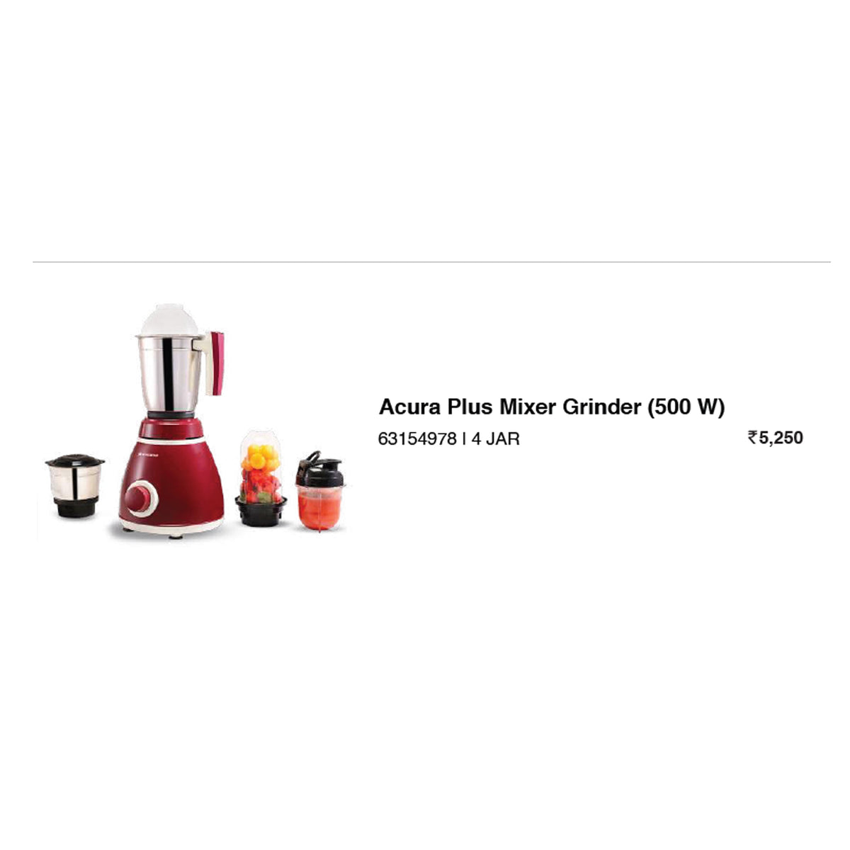 Wonder Chef - Acura Plus Mixer Grinder (500 W)
