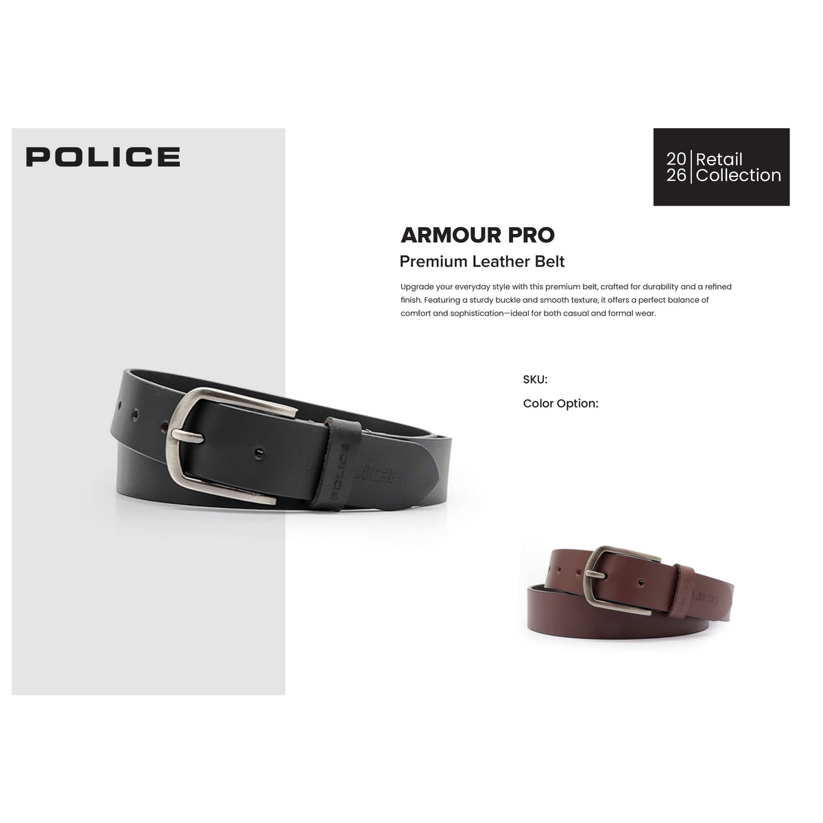 Police - Armour Pro Premium Leather Belt