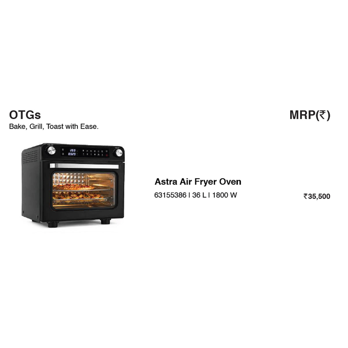 Wonder Chef - Astra Air Fryer Oven (36 L)
