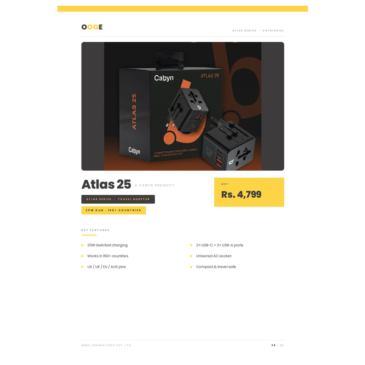 OOGE - Atlas 25 GaN Travel Adapter