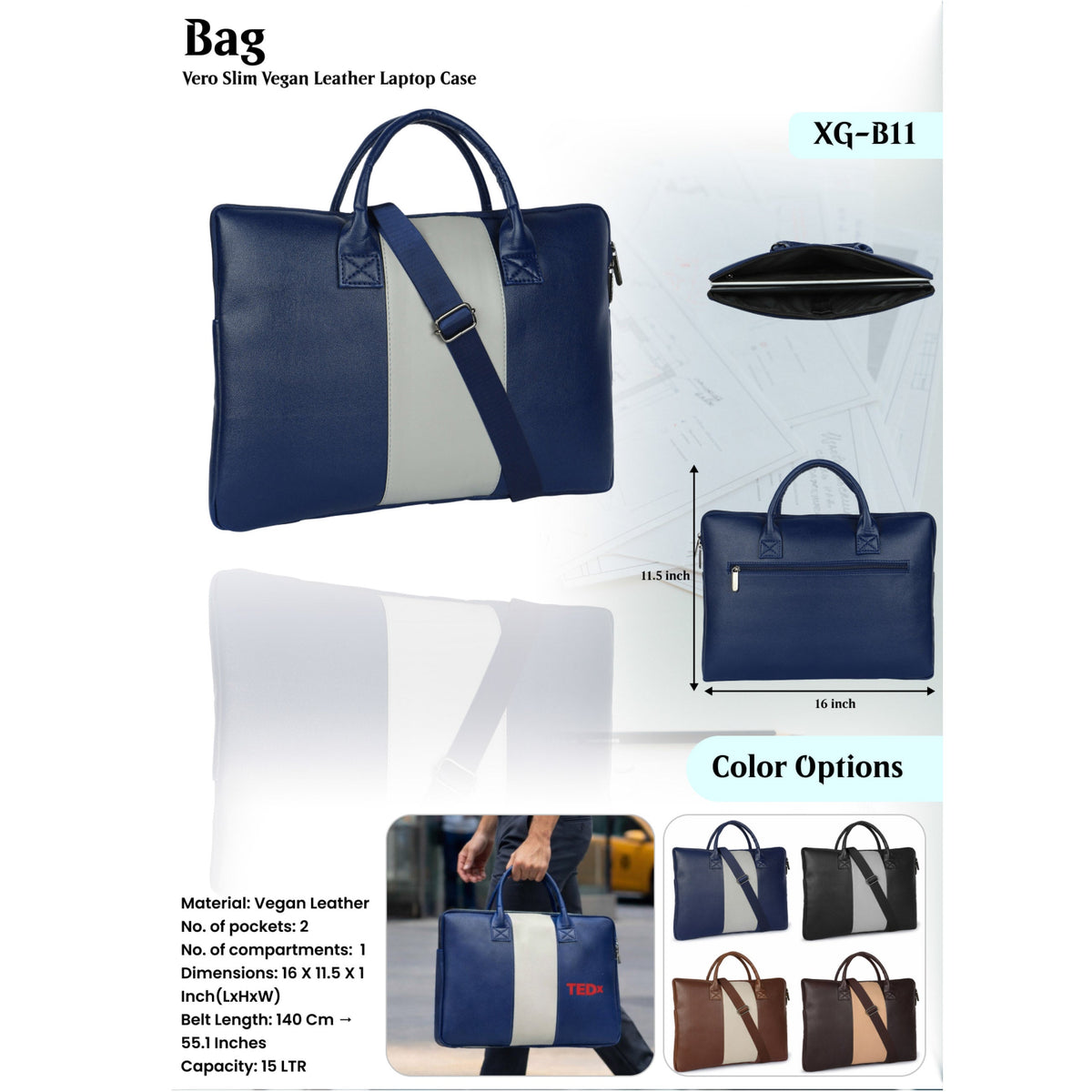 Vero Slim Vegan Leather Laptop Case - XG - B11