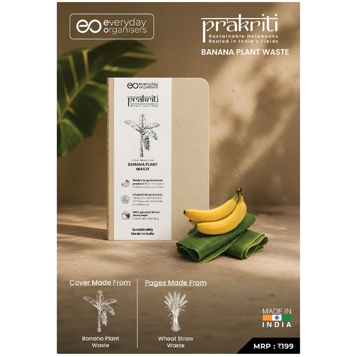 EO - Prakriti Banana Plant Waste Notebook