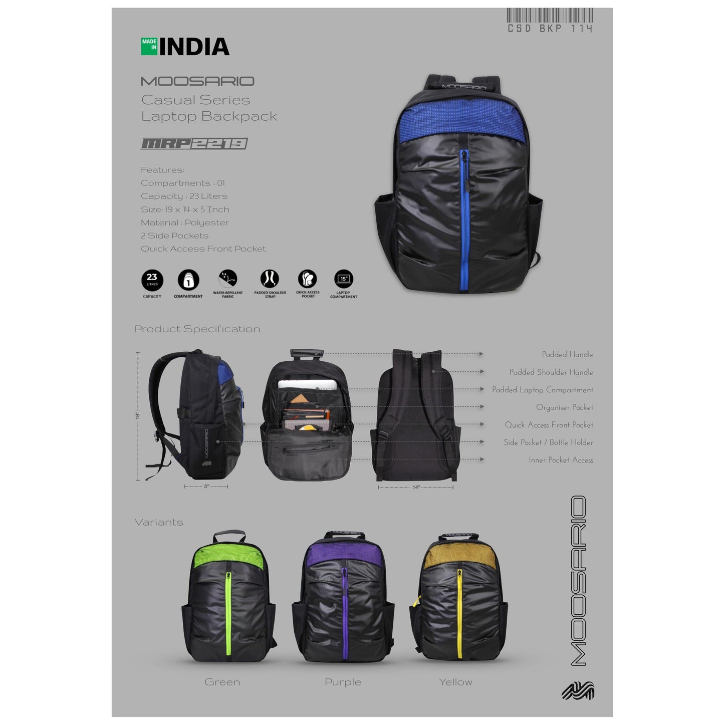 MOOSARIO BAGS - LAPTOP BAGS - BKP 114