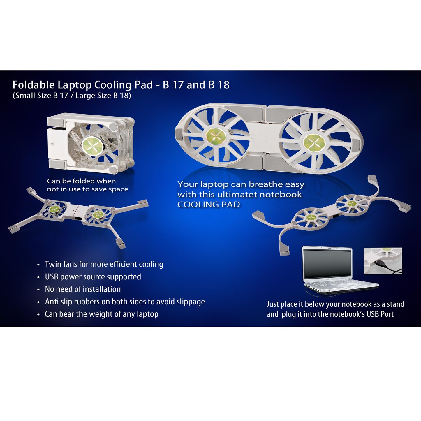 Folding Laptop stand with USB Fa - C B17