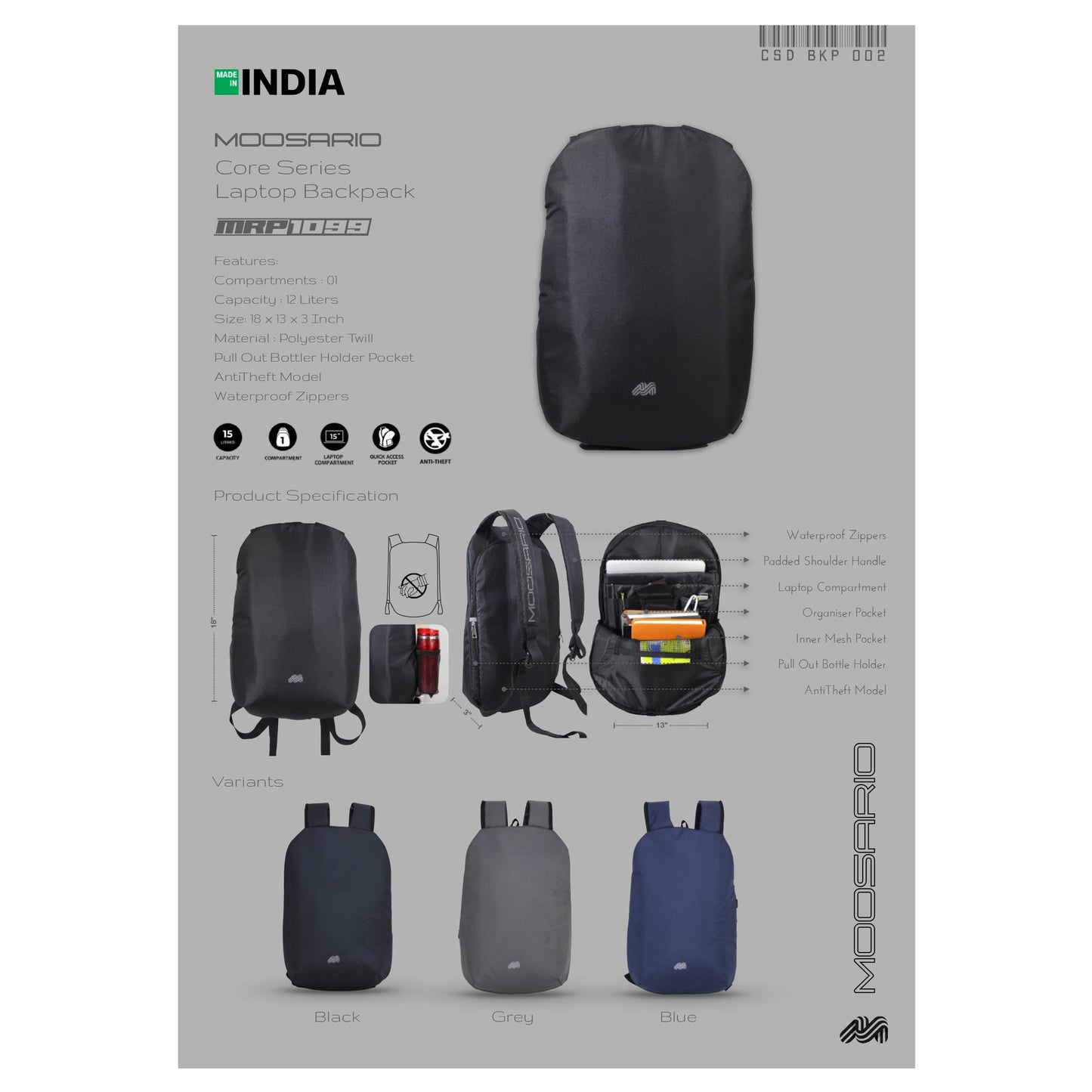 MOOSARIO BAGS - LAPTOP BAGS - BKP 002
