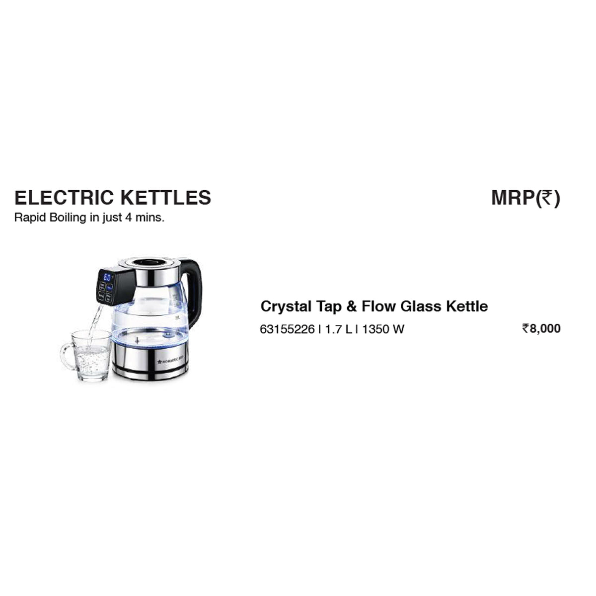 Wonder Chef - Crystal Tap & Flow Glass Kettle