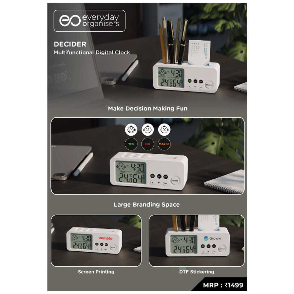 EO - Decider Digital Clock (White)