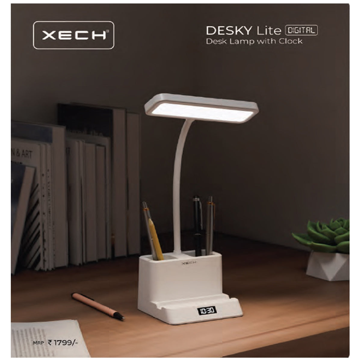 Xech - Desky Lite Digital Desk Lamp with Clock