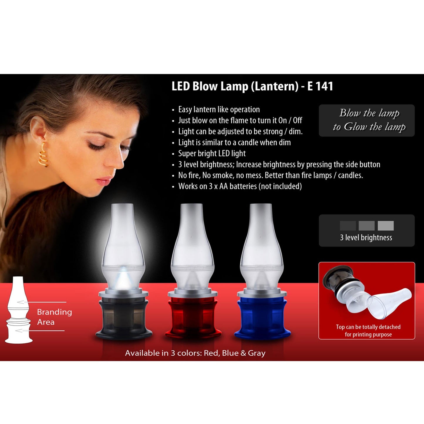 LED Blow lamp (Lantern) (with 3 step light) - E 141