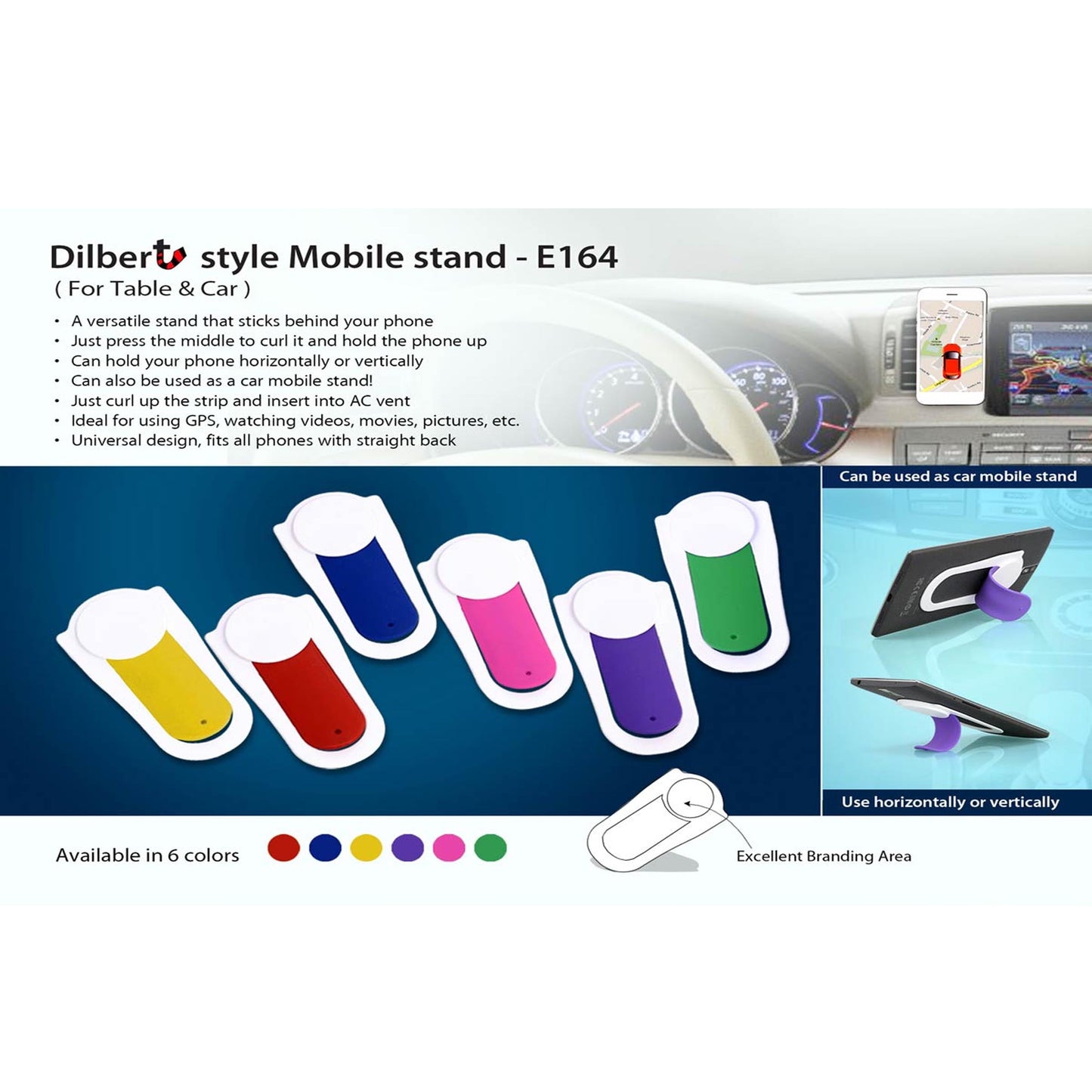 Dilbert style Mobile holder | For Table & Car Vent - E 164