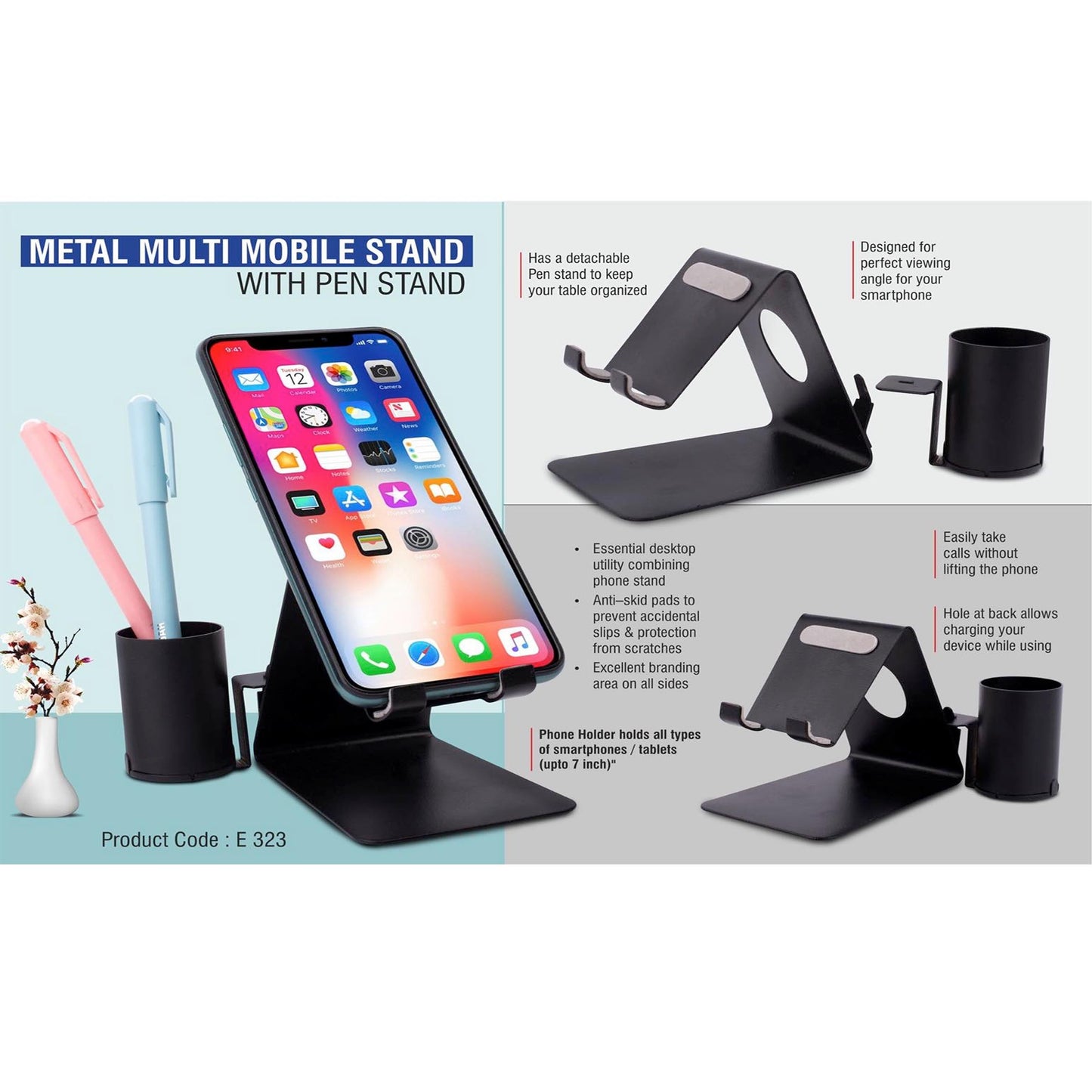 Metal mobile stand with Detachable Tumbler - E 323