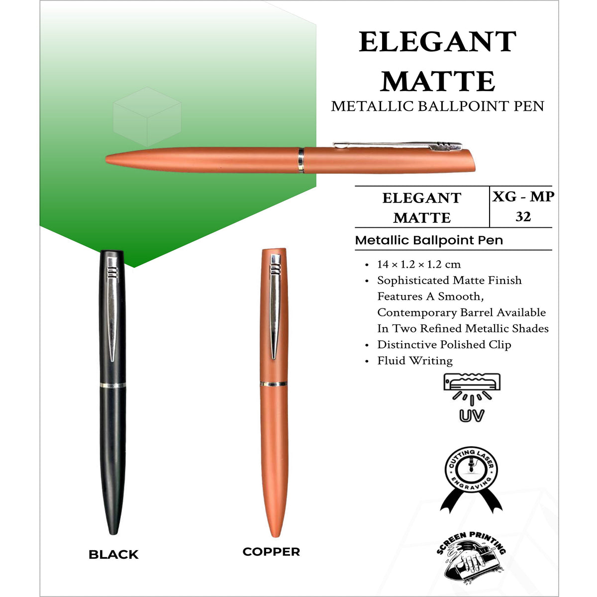 Elegant Matte Metallic Ballpoint Pen - XG - MP32