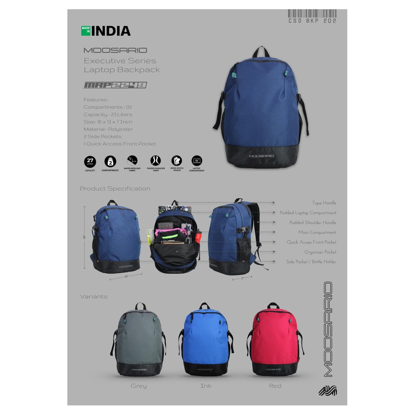 MOOSARIO BAGS - LAPTOP BAGS - BKP 202