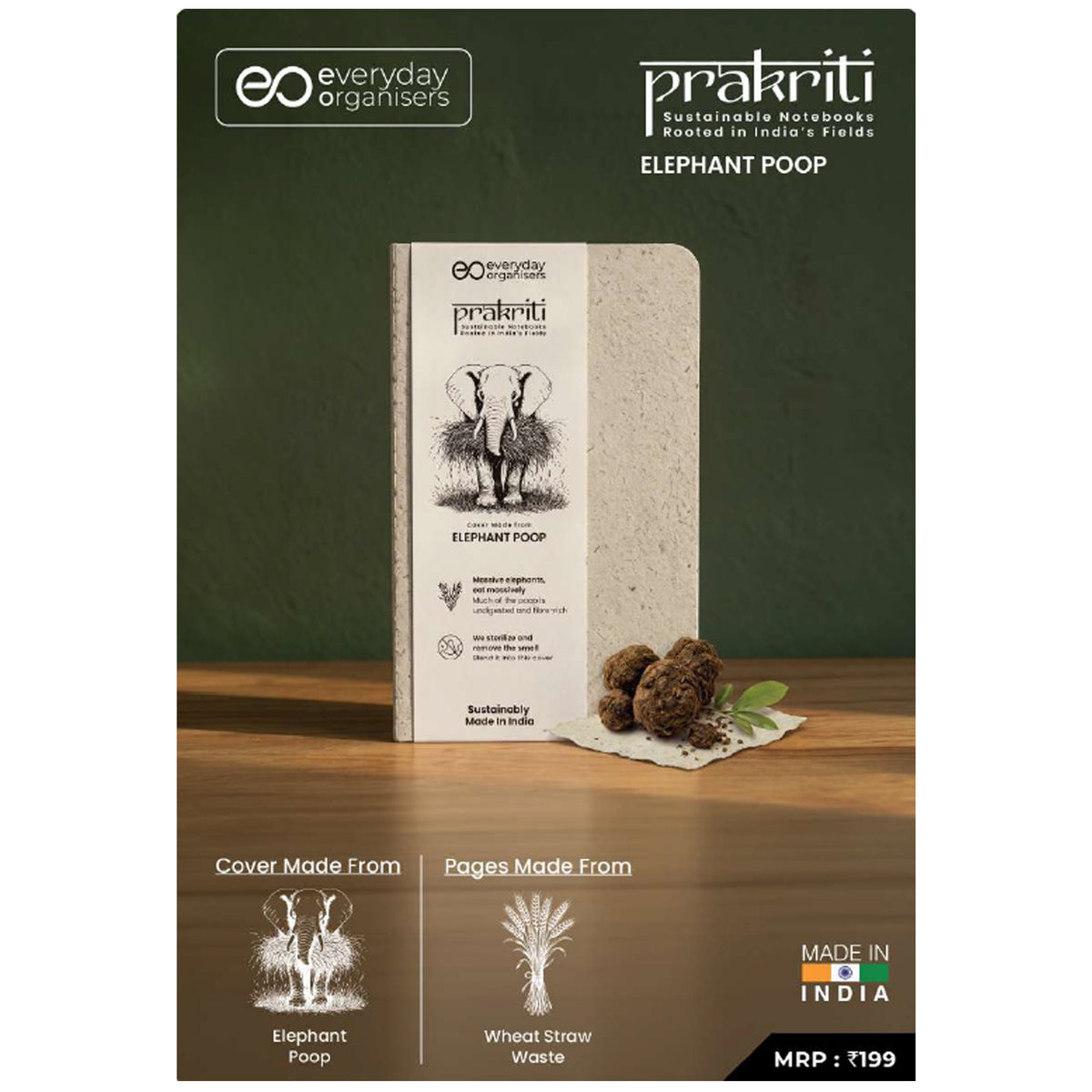 EO - Prakriti Elephant Poop Notebook