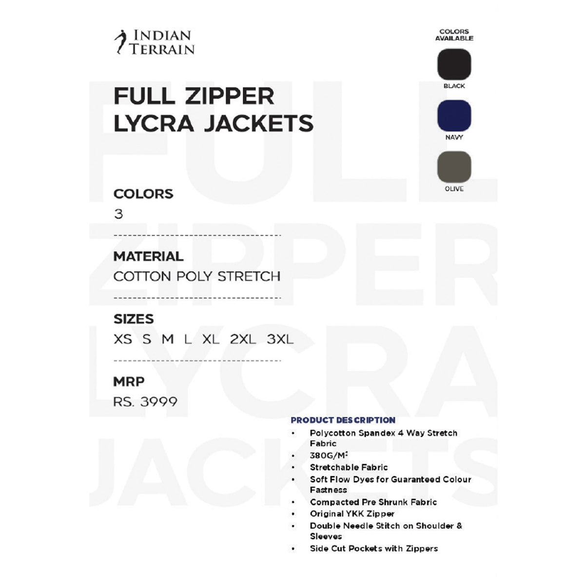 Indian Terrain - Full Zipper Lycra Jacket
