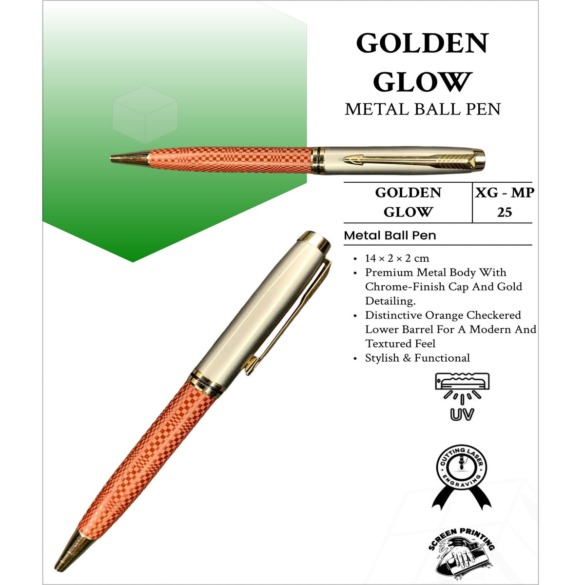 Golden Glow Metal Ball Pen - XG - MP25