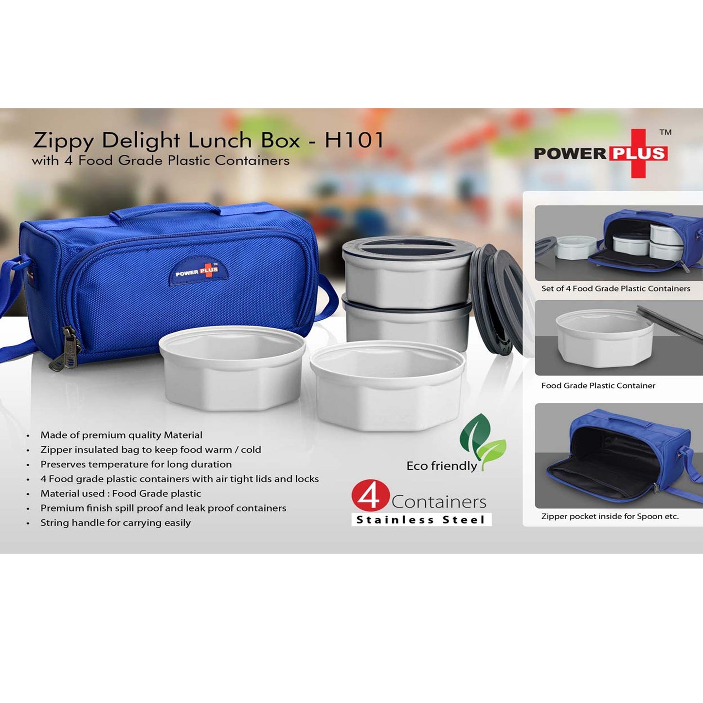Zippy Delight: 4 container lunch box (plastic containers) - H 101