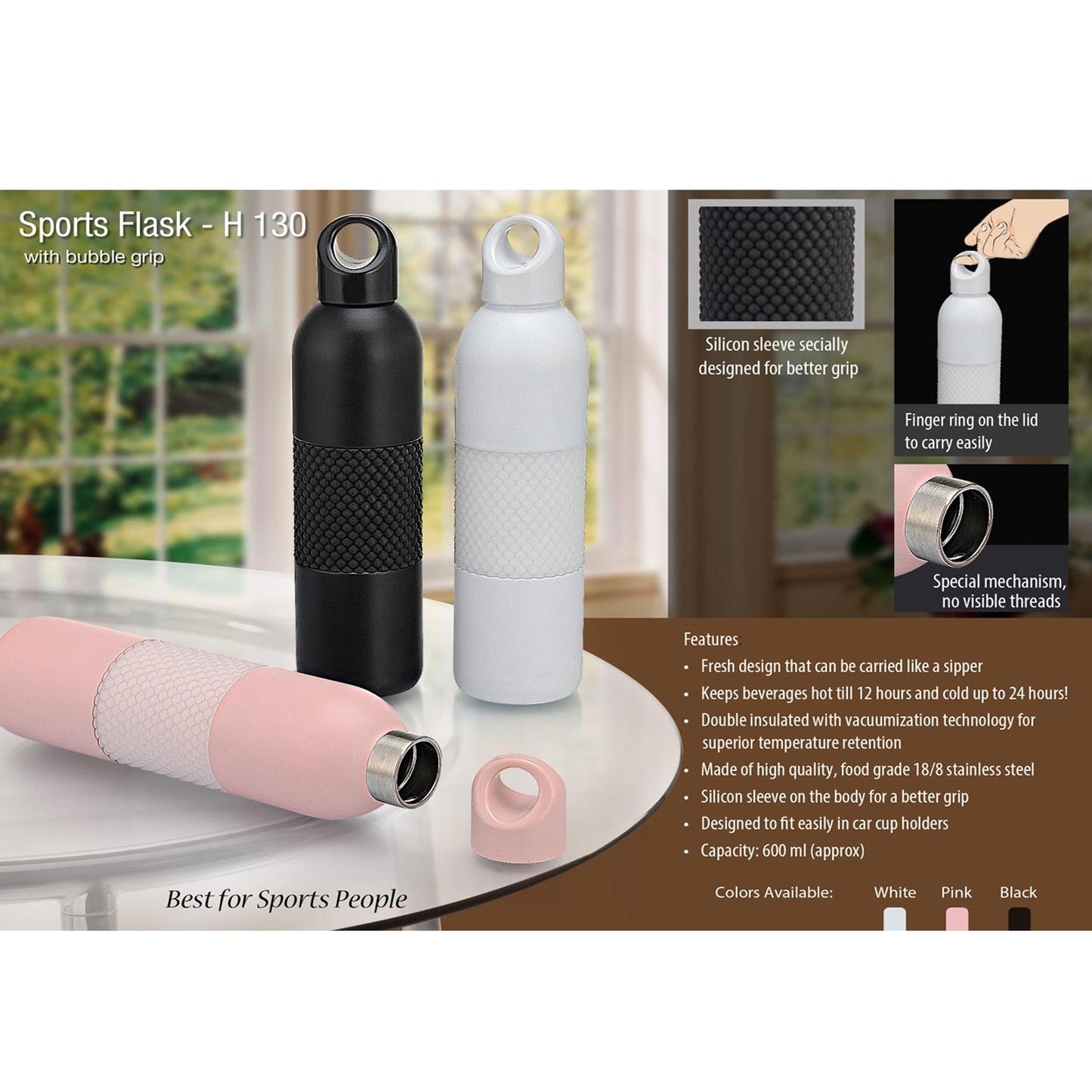 Sports flask with Bubble grip - H 130