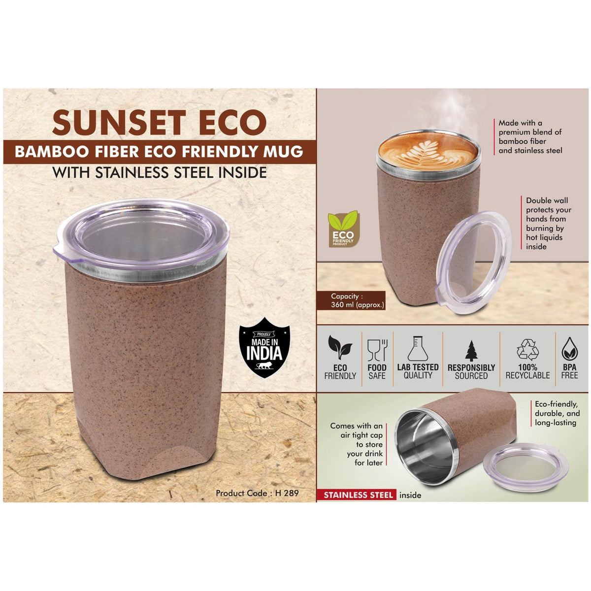 Power Plus - Sunset Eco Bamboo Steel Mug - H 289