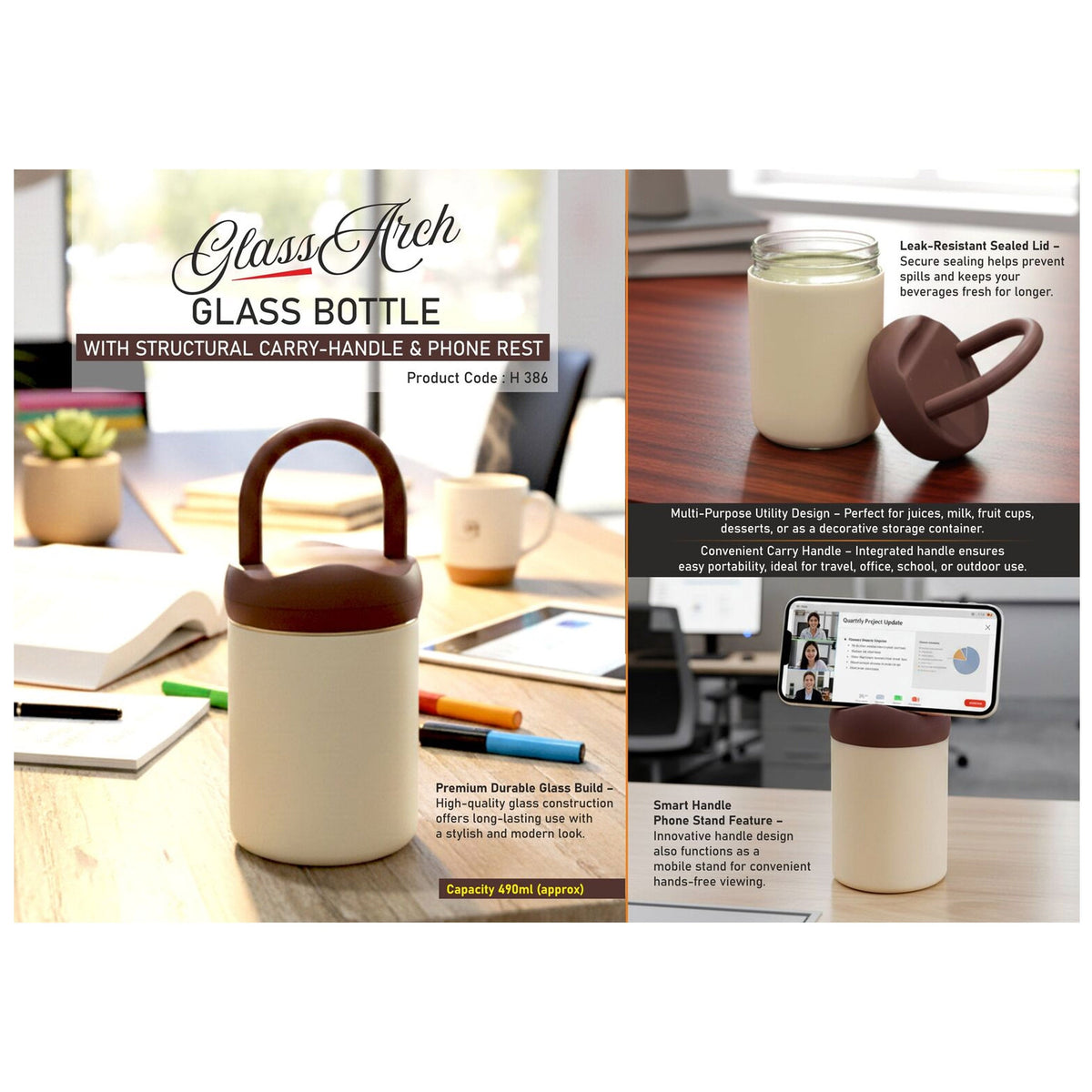 Power Plus - Glass Arch Glass Bottle - H 386