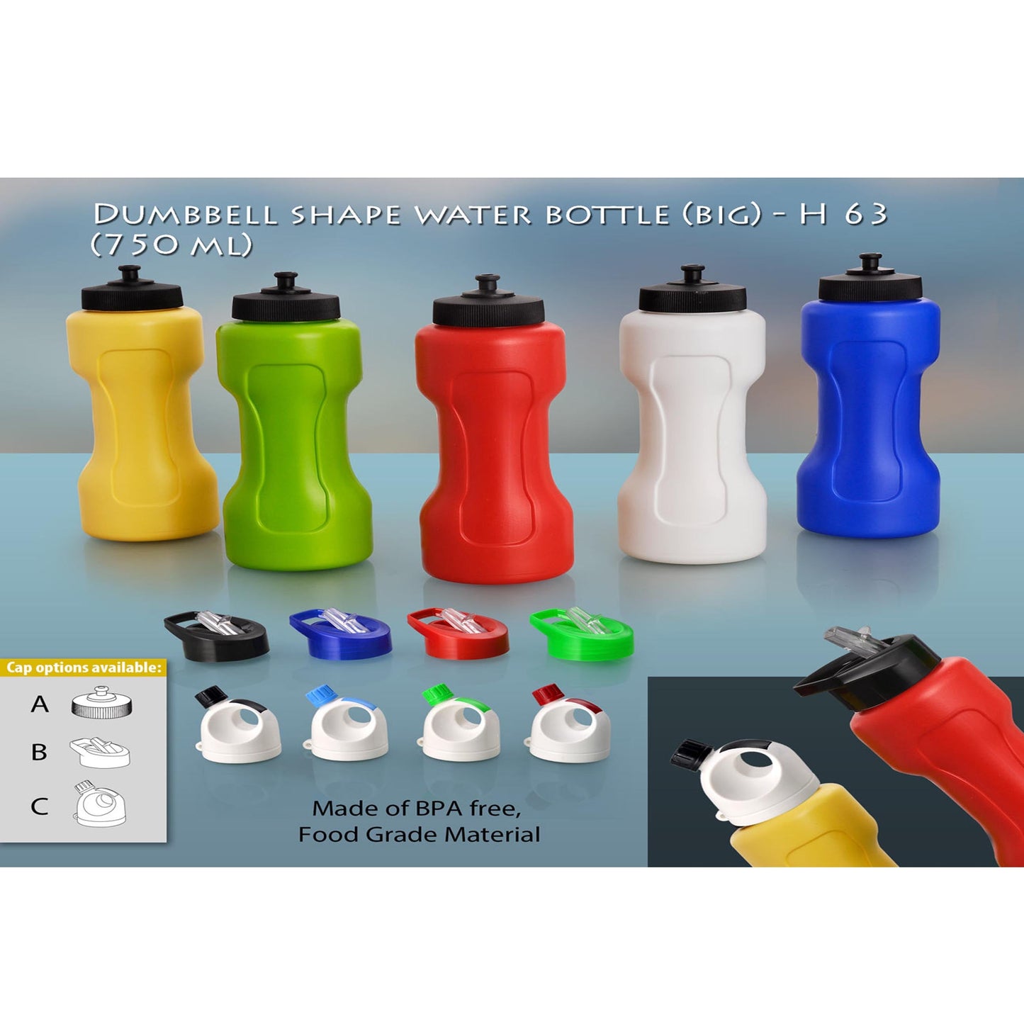 Dumbbell shape water bottle big (750 ml) - H 63