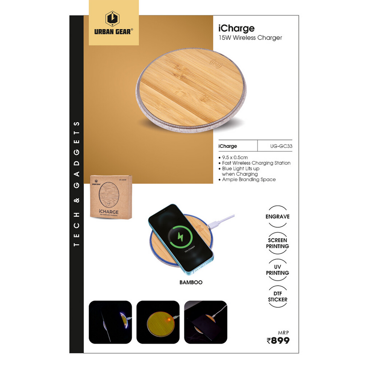 Urban Gear - iCharge 15W Wireless Charger UG-GC33