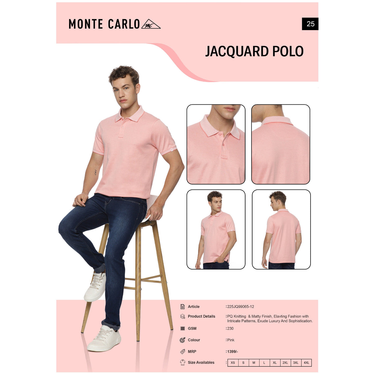 Monte Carlo - Jacquard Polo T-Shirt