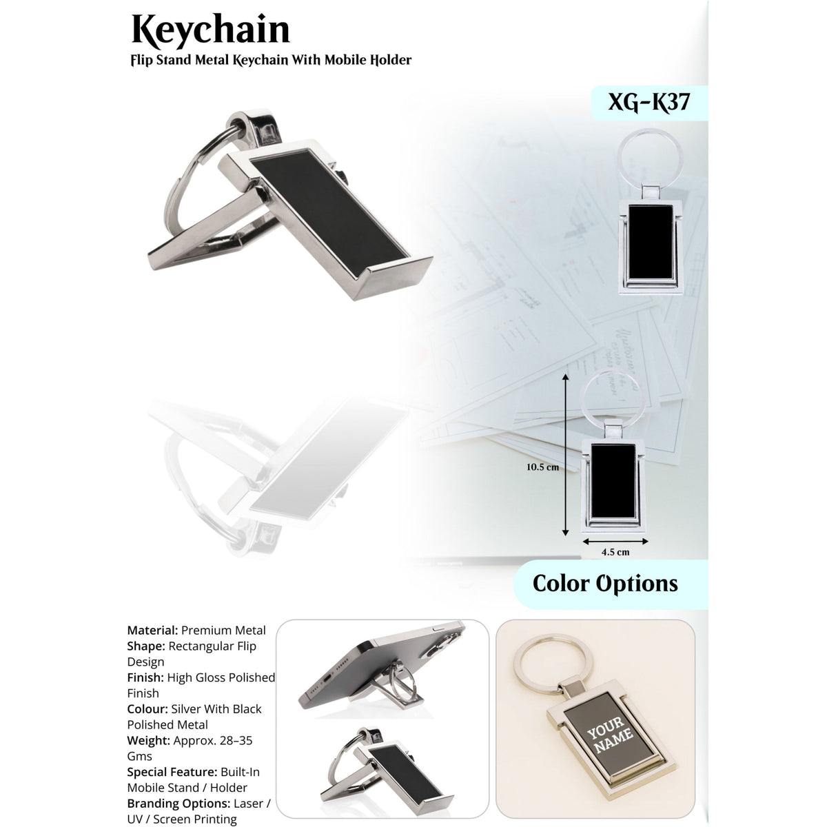 Flip Stand Metal Keychain with Mobile Holder - XG - K37