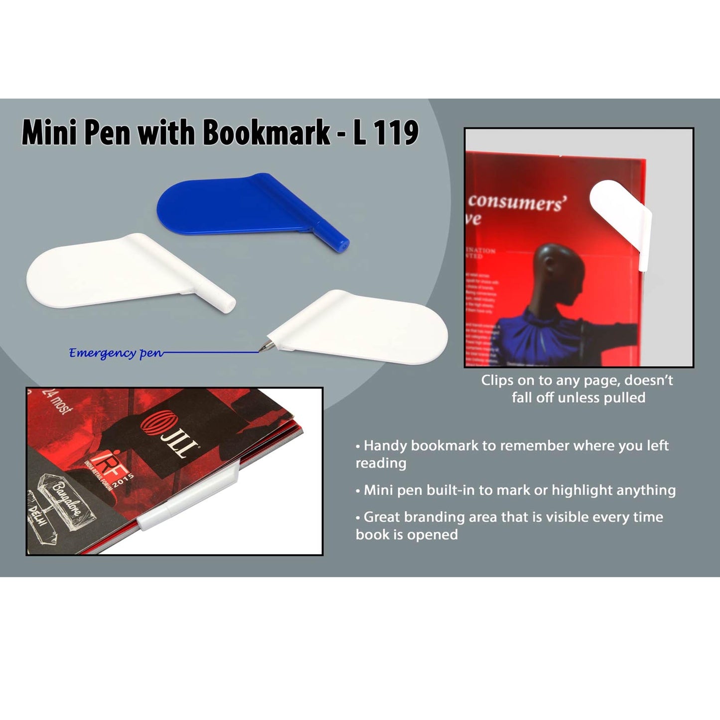 Mini Pen with Bookmark - L 119