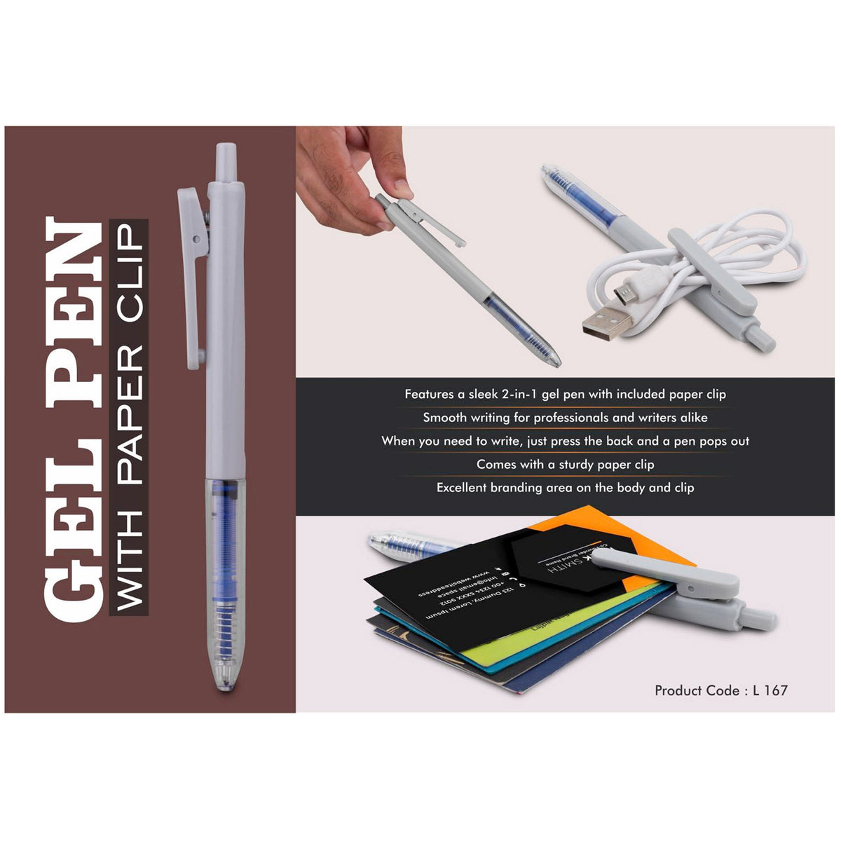 Power Plus - Gel Pen with Paper Clip - L 167