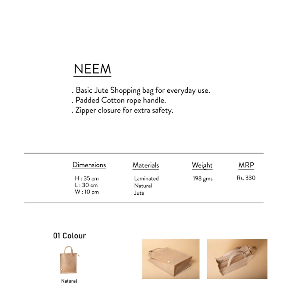 Oblique - Neem Jute Shopping Bag