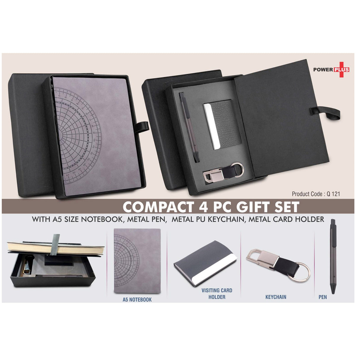 Power Plus - Compact 4 PC Gray Gift Set - Q 121