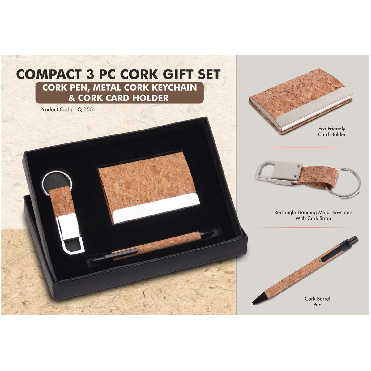 Power Plus - Compact 3 PC Cork Gift Set - Q 155