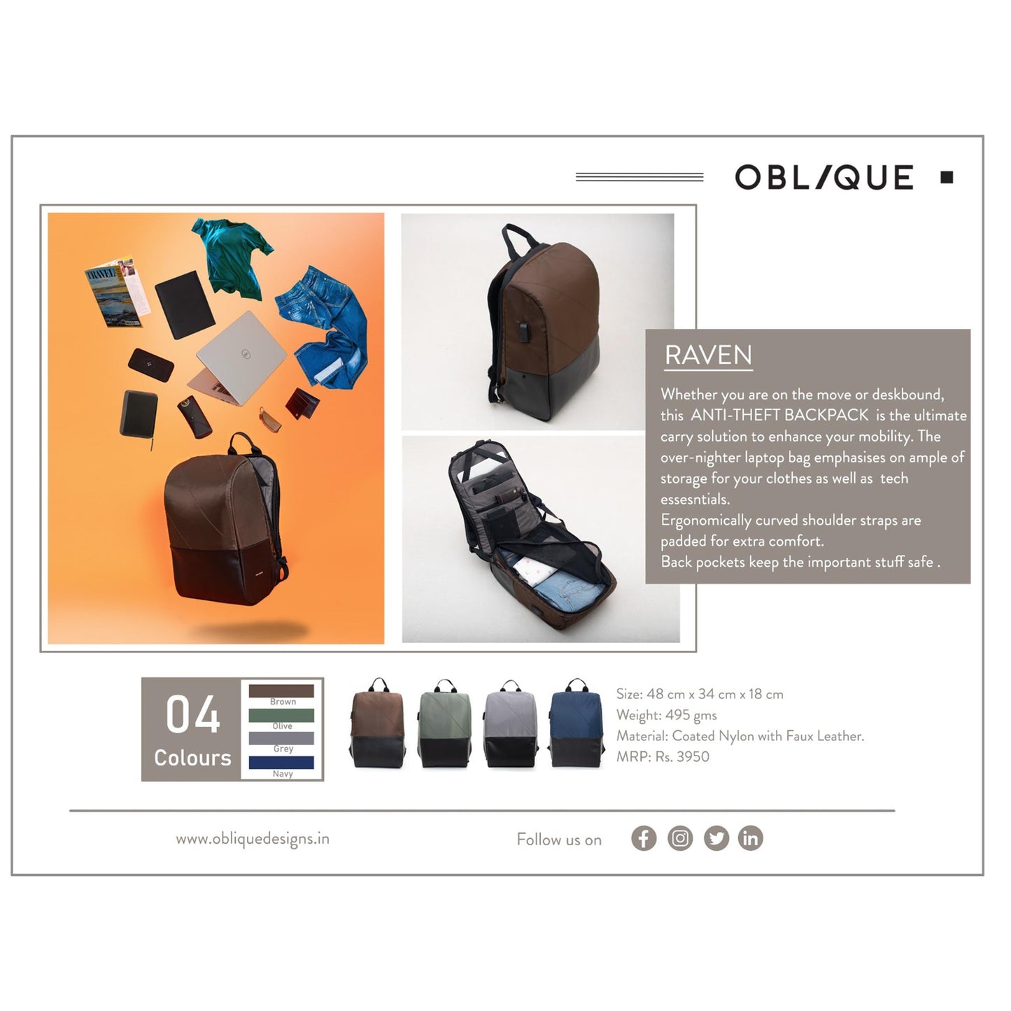 OBLIQUE RAVEN BACK PACK