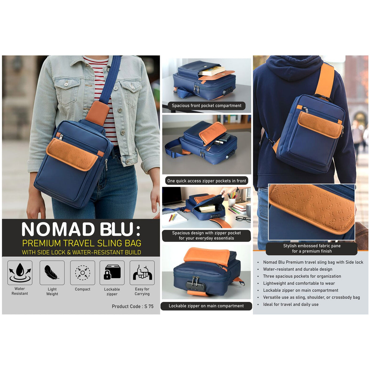 Power Plus - Nomad BLU: Premium Travel Sling Bag - S 75