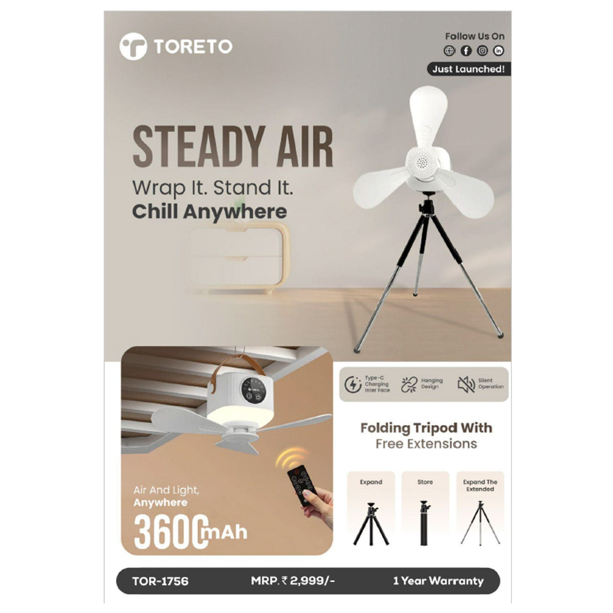 Toreto - Steady Air Portable Fan