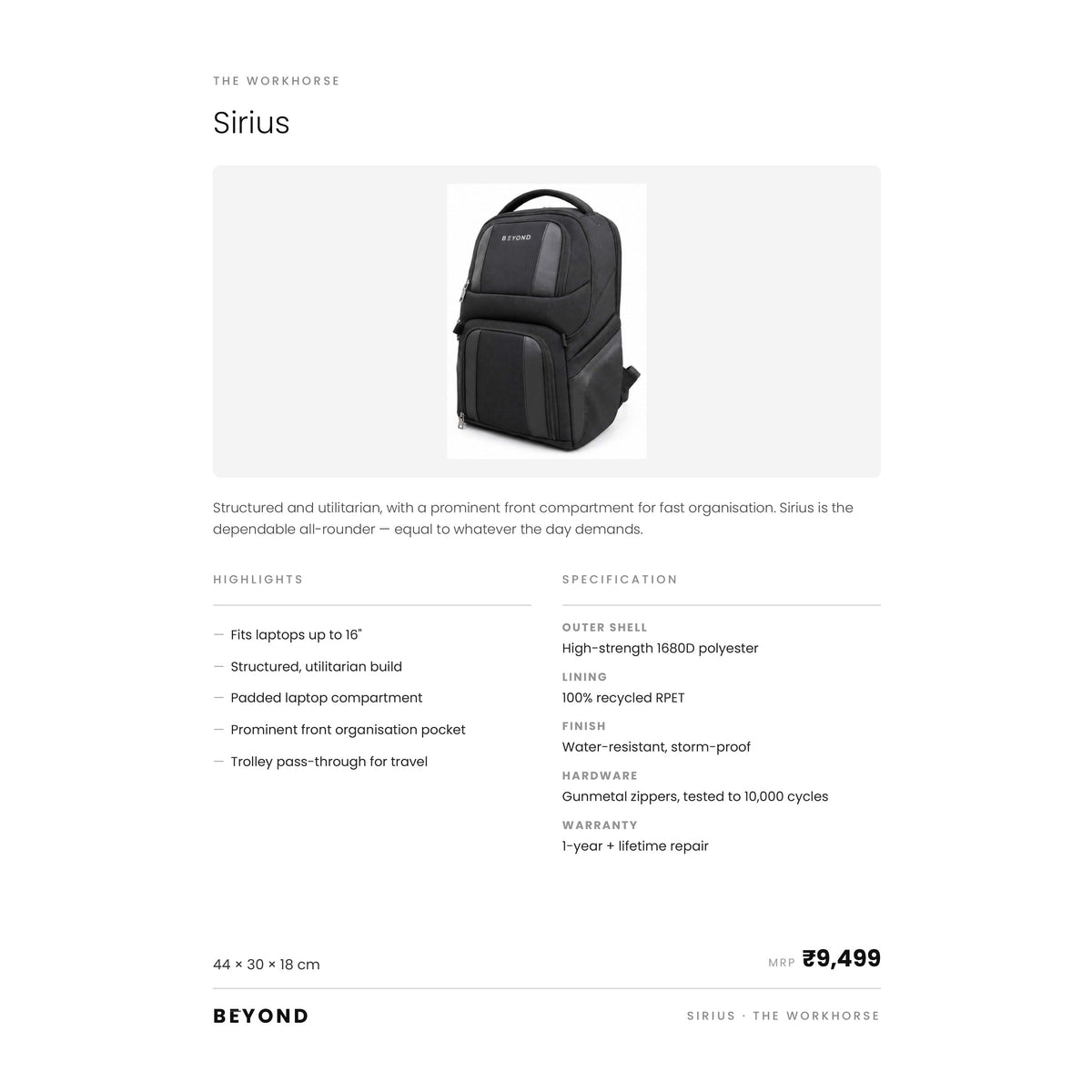 Beyond - Sirius Backpack