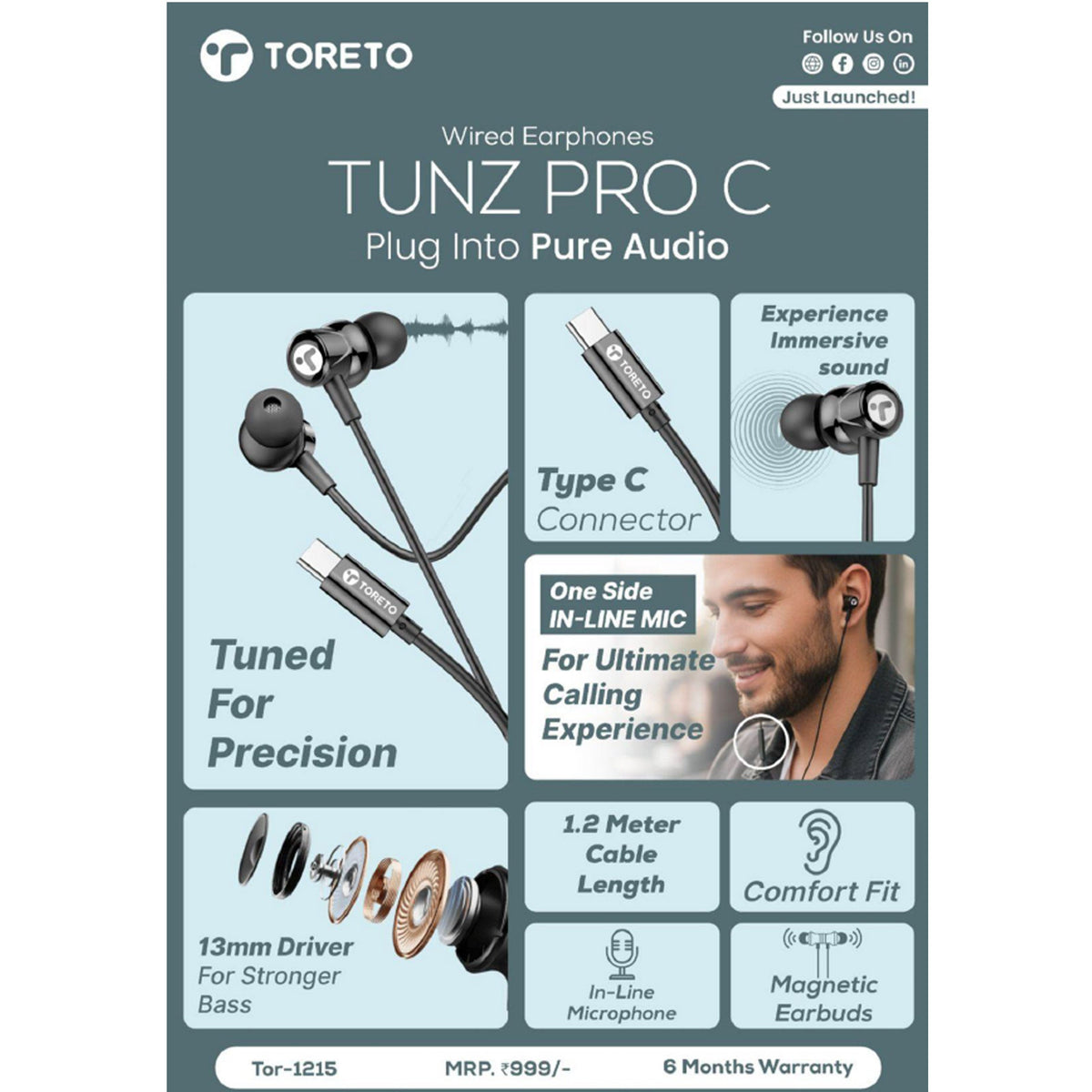 Toreto - Tunz Pro C Wired Earphones