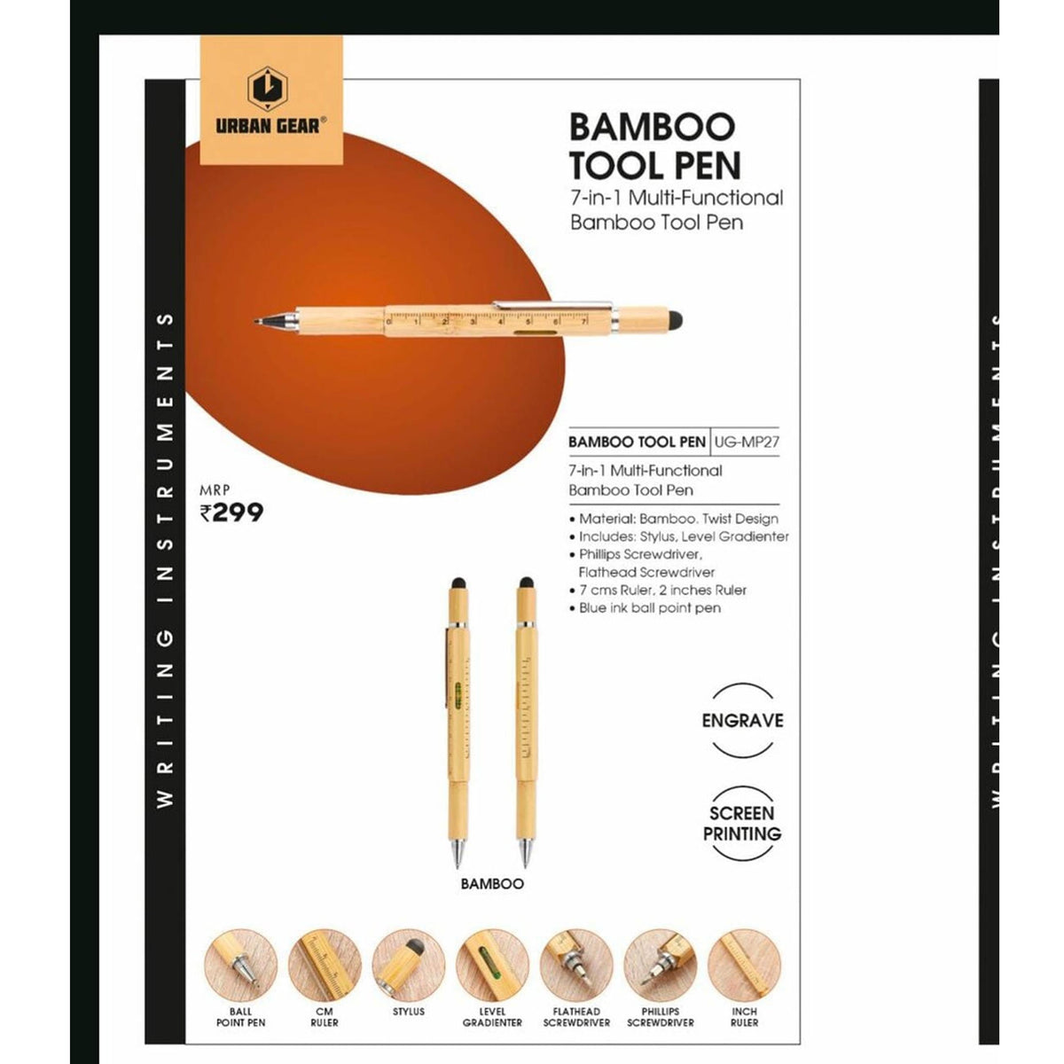 Urban Gear - 7-in-1 Bamboo Tool Pen UG-MP27