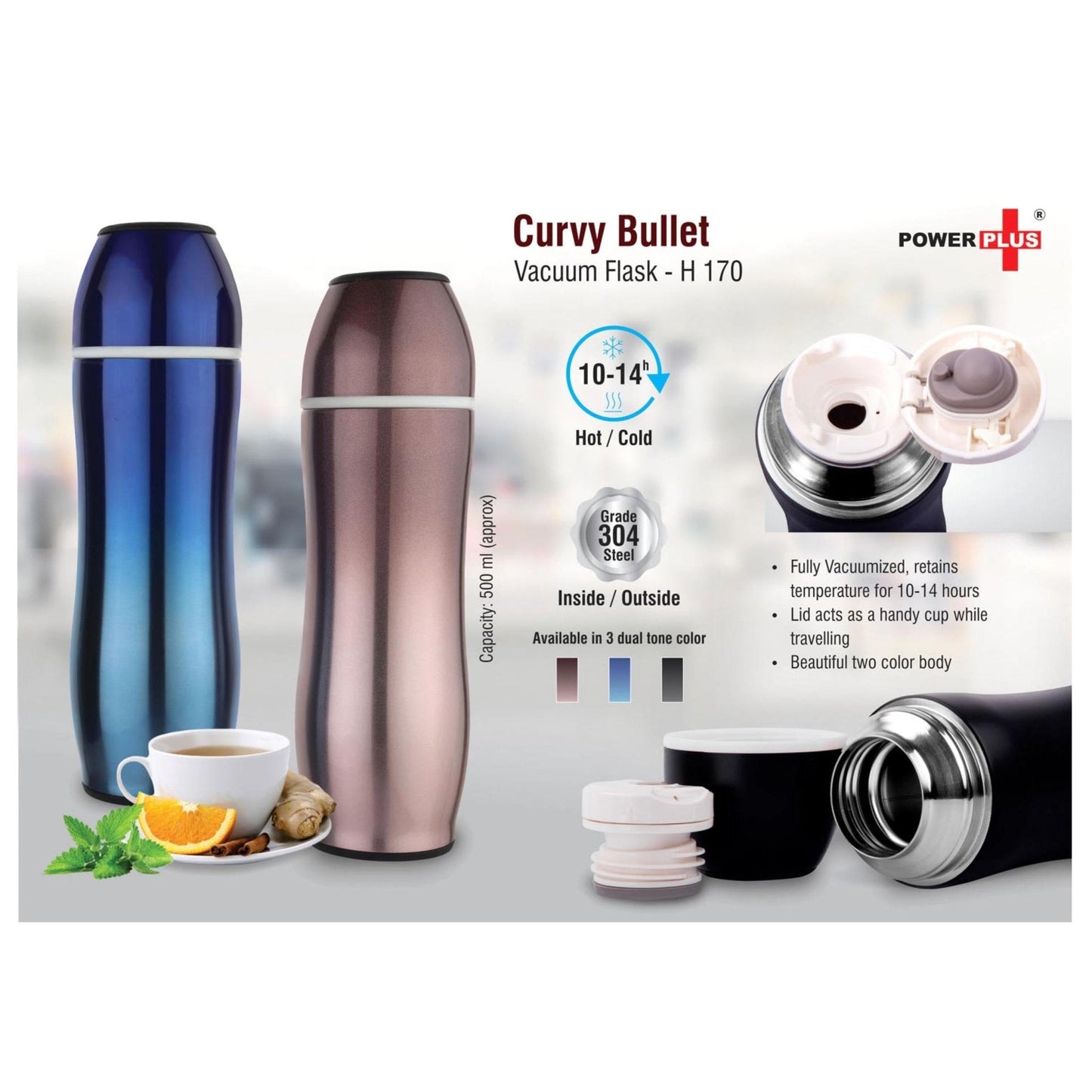 Curvy Bullet Vacuum Flask - 500 ml - H170